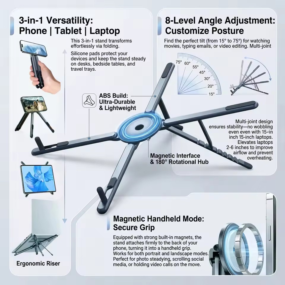Portable Magnetic Phone Holder - огляд і ціна Laptop Tablet Accessories