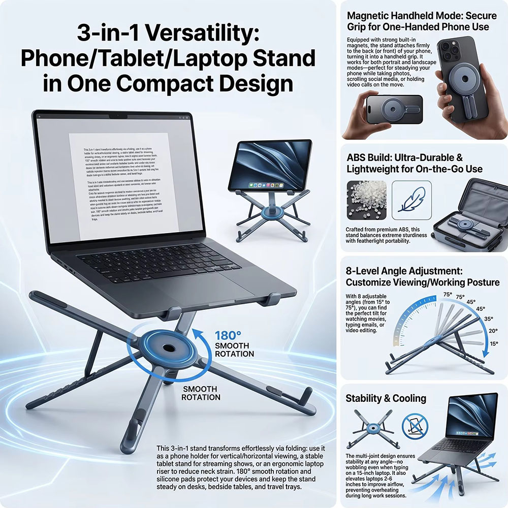 Portable Magnetic Phone Holder - огляд і ціна Laptop Tablet Accessories